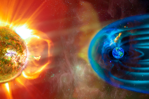 Earth’s Magnetic field protects Earth from Solar Storm