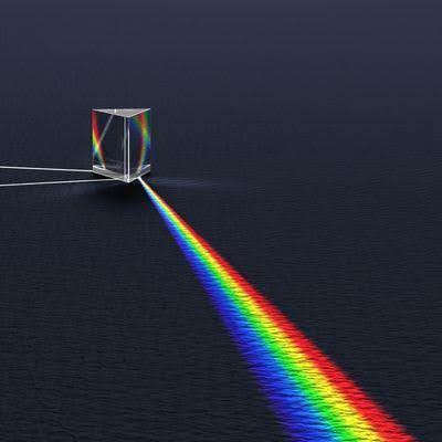 Light separating into seven different colors by using prisms