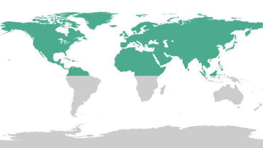 Northern Hemisphere map (Green colour)