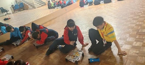 Students performing the activity in teams