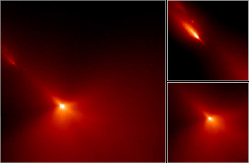 Comet C/Hyakutake as taken with the Hubble Space Telescope when the comet passed at a distance of 9.3 million miles (14.9 million km) from Earth (03/25/96).