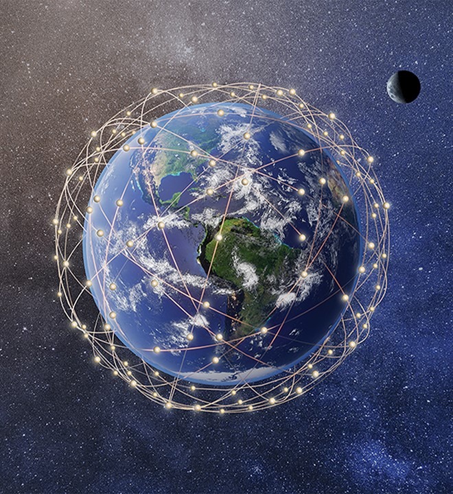 Photo credit Photo Telesat, Starlink constellation Rendering of Telesats Lightspeed LEO constellation.