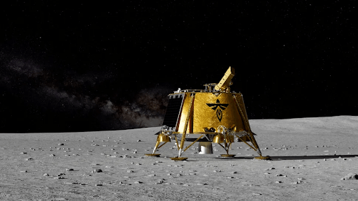 Artist rendering of Firefly's Blue Ghost lander on the lunar surface.