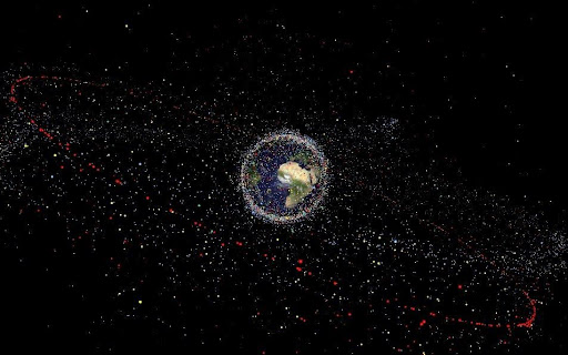 Distribution of space junk around Earth