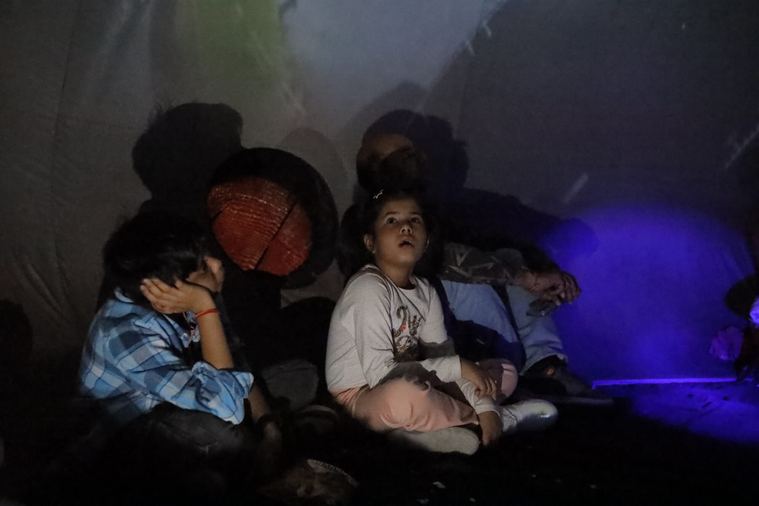 Children emerging themselves in Planetarium Show